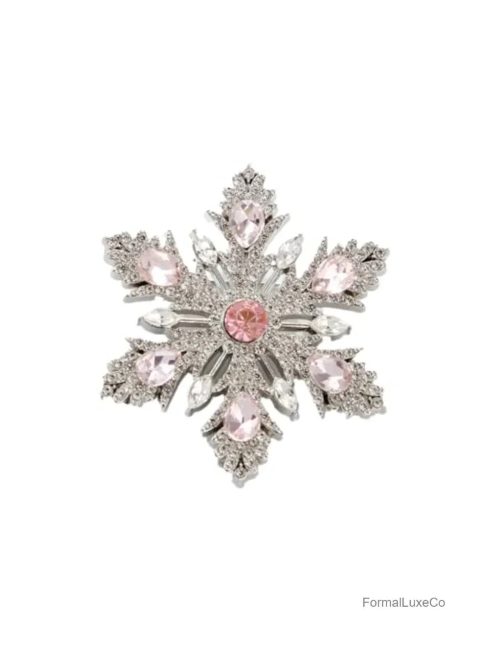 Christmas Snowflake Brooch Women Alloy Steel Rotatable Crystal Party Jewelry